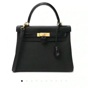Hermes Togo matte porous crocodile Kelly retourne touch black 28.Full set